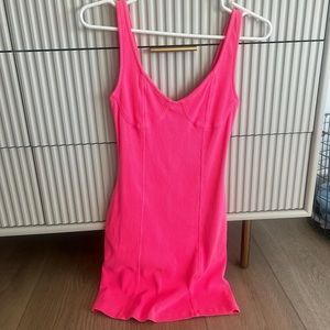 Hot pink ribbed dress new with tags